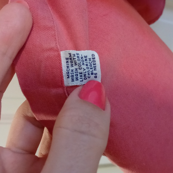 🌞VTG Ralph Lauren🌞 - Men's Coral/Salmon Distressed Blaire S/S Button Down - Picture 7 of 12